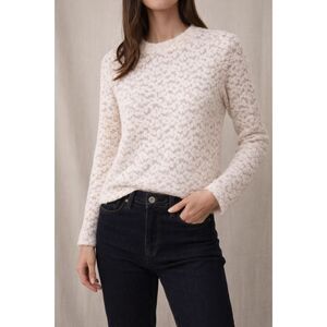 White House Black Market Lace Sweater Light Pink Long Sleeve Top S